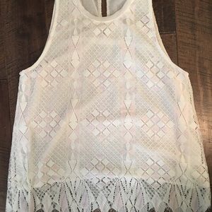 White and pink lace top